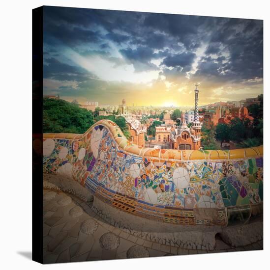 The Famous Park Guell in Barcelona, Spain-Hanna Slavinska-Stretched Canvas