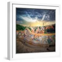 The Famous Park Guell in Barcelona, Spain-Hanna Slavinska-Framed Photographic Print