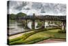The Famous River Kwai Bridge in Kanchanaburi under a Cloudy Sky in Rainy Season, Thailand-smithore-Stretched Canvas