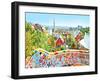 The Famous Summer Park Guell Over Bright Blue Sky In Barcelona, Spain-Vladitto-Framed Art Print