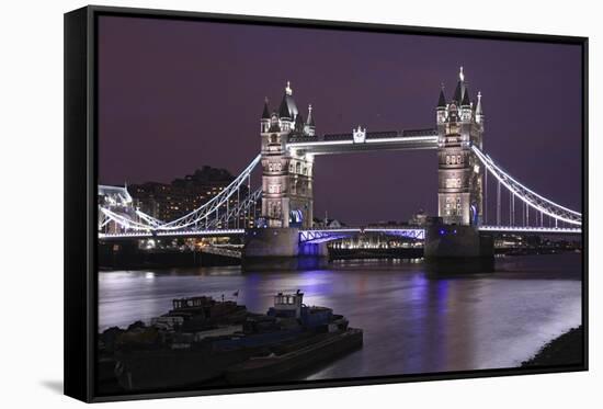 The Famous Tower Bridge in London Seen at Dusk, London, England-David Bank-Framed Stretched Canvas