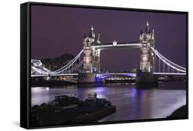 The Famous Tower Bridge in London Seen at Dusk, London, England-David Bank-Framed Stretched Canvas