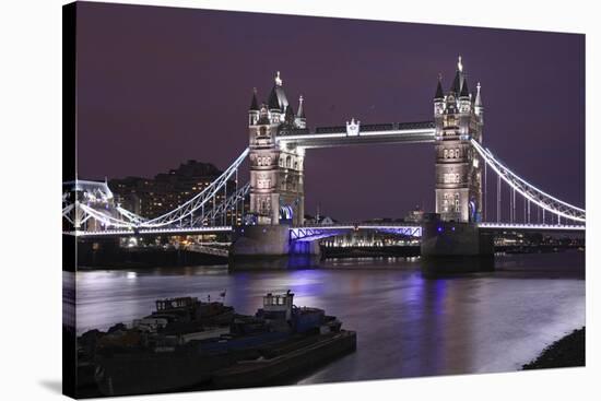 The Famous Tower Bridge in London Seen at Dusk, London, England-David Bank-Stretched Canvas