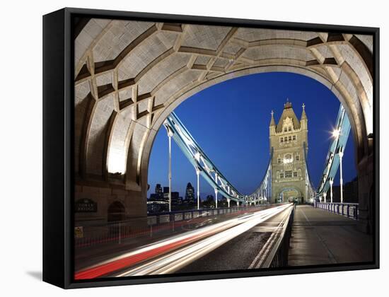 The Famous Tower Bridge over the River Thames in London-David Bank-Framed Stretched Canvas