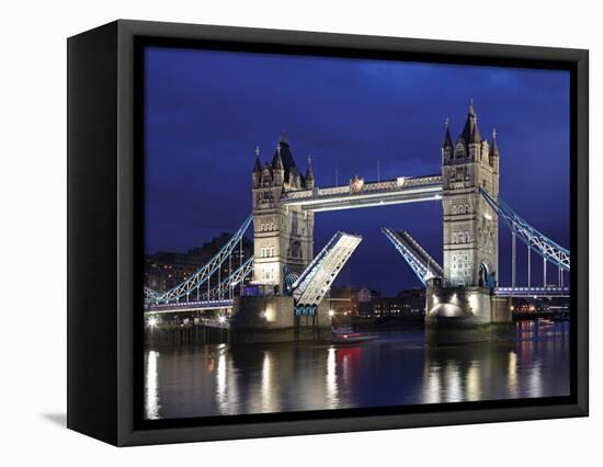 The Famous Tower Bridge over the River Thames in London-David Bank-Framed Stretched Canvas