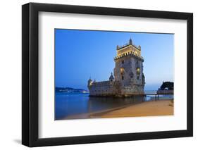 The Famous Tower of Belem at Lisbon after Sunset-foodbytes-Framed Photographic Print