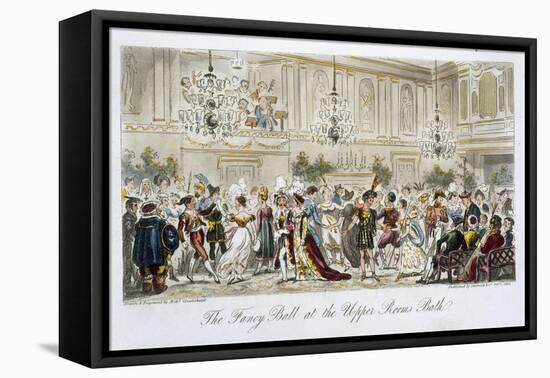 The Fancy Ball at the Upper Rooms, Bath, from The English Spy, by Charles Molloy Westmacott-Isaac Robert Cruikshank-Framed Stretched Canvas