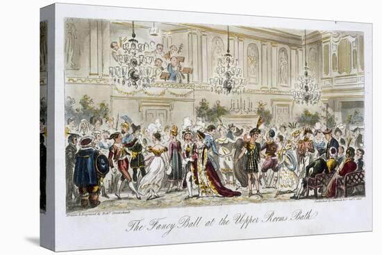 The Fancy Ball at the Upper Rooms, Bath, from The English Spy, by Charles Molloy Westmacott-Isaac Robert Cruikshank-Stretched Canvas