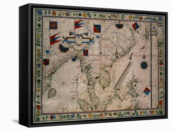 The Far East, from a Portolan Atlas, by Fernao Vaz Dourado, 1570-null-Framed Stretched Canvas