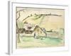 The Farm at Chatillon-Sur-Seine, 1882 (W/C, Wash and Charcoal on Paper)-Camille Pissarro-Framed Giclee Print