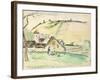 The Farm at Chatillon-Sur-Seine, 1882 (W/C, Wash and Charcoal on Paper)-Camille Pissarro-Framed Giclee Print