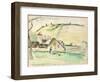 The Farm at Chatillon-Sur-Seine, 1882 (W/C, Wash and Charcoal on Paper)-Camille Pissarro-Framed Giclee Print