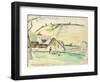 The Farm at Chatillon-Sur-Seine, 1882 (W/C, Wash and Charcoal on Paper)-Camille Pissarro-Framed Giclee Print