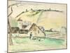 The Farm at Chatillon-Sur-Seine, 1882 (W/C, Wash and Charcoal on Paper)-Camille Pissarro-Mounted Giclee Print