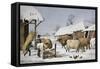 The Farm Yard-Currier & Ives-Framed Stretched Canvas