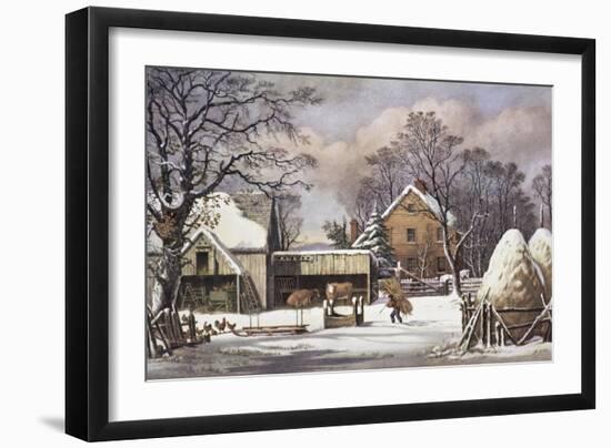 The Farmer's Home-Currier & Ives-Framed Giclee Print