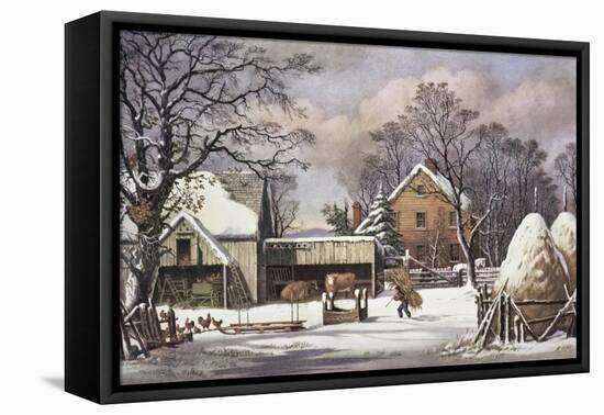 The Farmer's Home-Currier & Ives-Framed Stretched Canvas