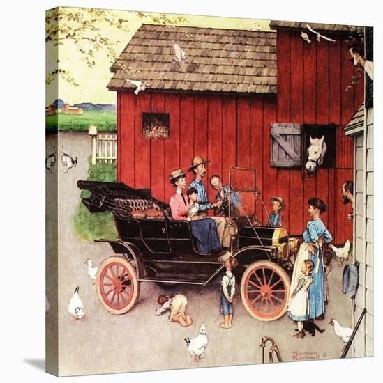 The Farmer Takes a Ride-Norman Rockwell-Stretched Canvas