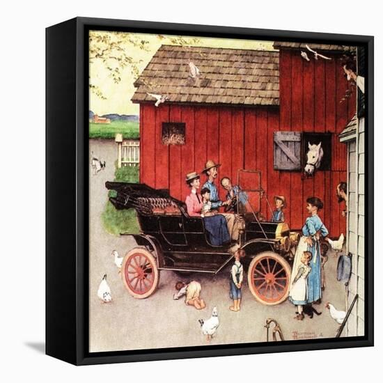 The Farmer Takes a Ride-Norman Rockwell-Framed Stretched Canvas