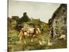 The Farmyard-Adolphe Charles Marais-Stretched Canvas