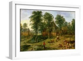 The Farmyard-Jan Brueghel the Younger-Framed Giclee Print