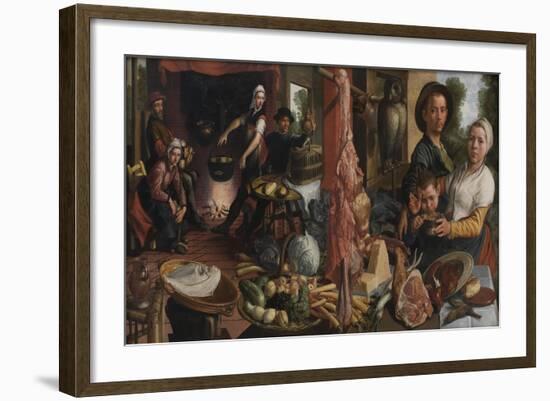 The Fat Kitchen, an Allegory, 1565-75-Pieter Aertsen-Framed Giclee Print