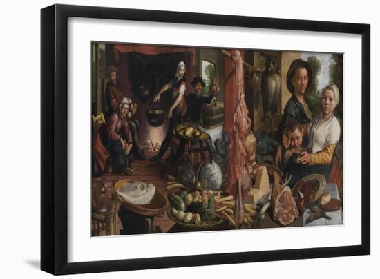 The Fat Kitchen, an Allegory, 1565-75-Pieter Aertsen-Framed Giclee Print