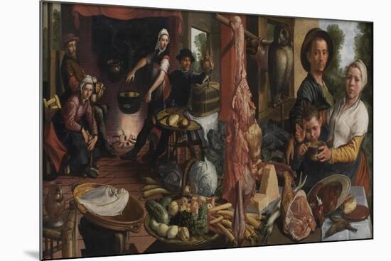 The Fat Kitchen, an Allegory, 1565-75-Pieter Aertsen-Mounted Giclee Print