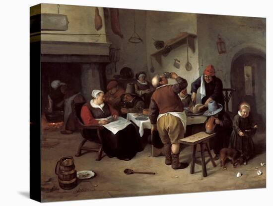 The Fat Kitchen-Jan Havicksz Steen-Stretched Canvas