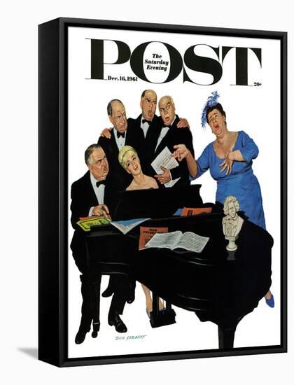 "The Fat Lady Sings," Saturday Evening Post Cover, December 16, 1961-Richard Sargent-Framed Stretched Canvas