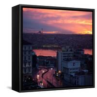 The Fatih Mosque at Sunset with the Golden Horn-Alex Saberi-Framed Stretched Canvas