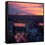 The Fatih Mosque at Sunset with the Golden Horn-Alex Saberi-Framed Stretched Canvas
