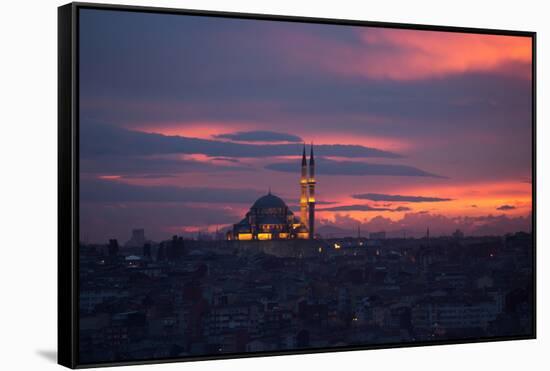 The Fatih Mosque at Sunset-Alex Saberi-Framed Stretched Canvas