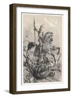 The Fearful Dragon of Rhodes is Slain by the Bold Knight Dieu-Donne De Gozon-Victor Jean Adam-Framed Art Print