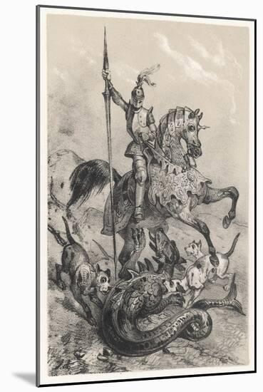 The Fearful Dragon of Rhodes is Slain by the Bold Knight Dieu-Donne De Gozon-Victor Jean Adam-Mounted Art Print