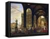 The Feast of Gifts in Piazza Della Signoria in Florence under Loggia Dei Lanzi Building-null-Framed Stretched Canvas