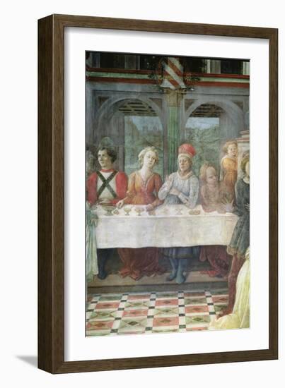 The Feast of Herod: Detail of Figures at Central Table (Fresco) (See also 60431 & 60432)-Fra Filippo Lippi-Framed Giclee Print