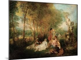 The Feast of Love, Ca. 1718-1719-Jean Antoine Watteau-Mounted Giclee Print