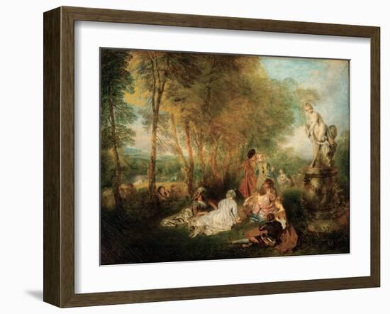 The Feast of Love, Ca. 1718-1719-Jean Antoine Watteau-Framed Premium Giclee Print