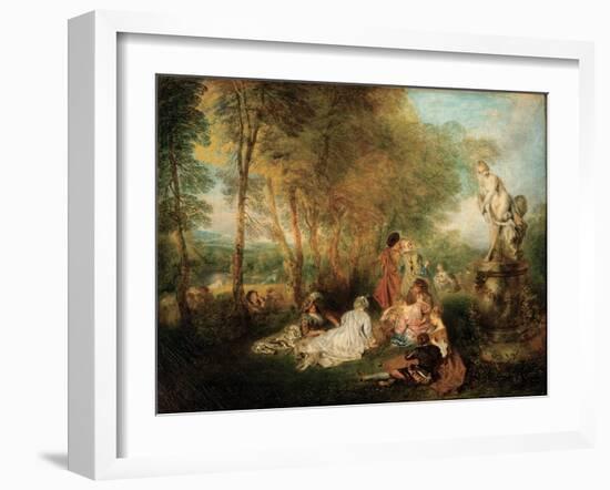 The Feast of Love, Ca. 1718-1719-Jean Antoine Watteau-Framed Premium Giclee Print