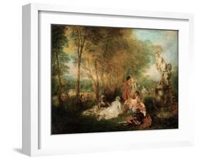 The Feast of Love, Ca. 1718-1719-Jean Antoine Watteau-Framed Premium Giclee Print