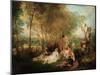 The Feast of Love, Ca. 1718-1719-Jean Antoine Watteau-Mounted Premium Giclee Print