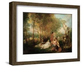 The Feast of Love, Ca. 1718-1719-Jean Antoine Watteau-Framed Giclee Print