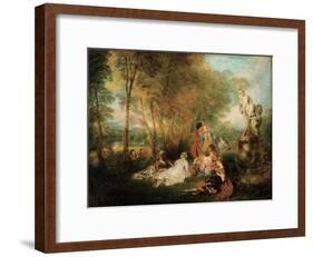 The Feast of Love, Ca. 1718-1719-Jean Antoine Watteau-Framed Giclee Print