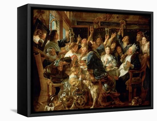 The Feast of the Bean King, Ca 1640-1645-Jacob Jordaens-Framed Stretched Canvas