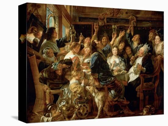 The Feast of the Bean King, Ca 1640-1645-Jacob Jordaens-Stretched Canvas