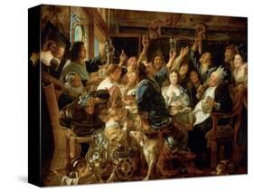 The Feast of the Bean King, Ca 1640-1645-Jacob Jordaens-Stretched Canvas