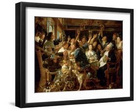 The Feast of the Bean King, Ca 1640-1645-Jacob Jordaens-Framed Giclee Print