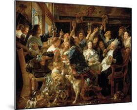 The Feast of the Bean King-Jacob Jordaens-Mounted Premium Giclee Print