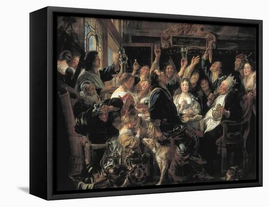 The Feast of the Bean King-Jacob Jordaens-Framed Stretched Canvas